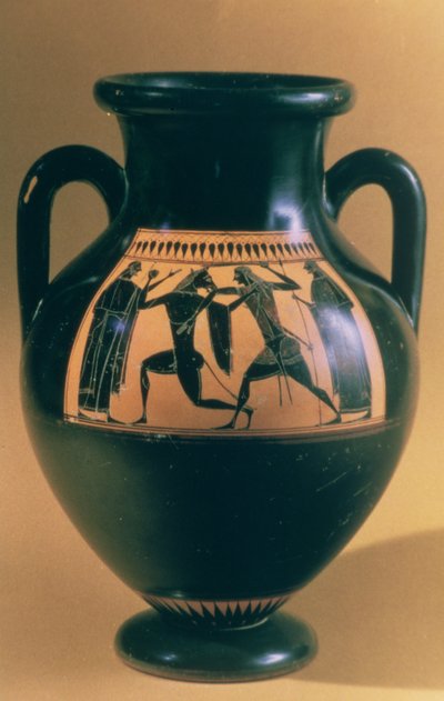 Attic Black Figure Amphora Depicting Theseus and the Minotaur, c.540-30 BC by Greek